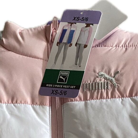 PUMA 3pc Girl's Set: Vest, Shirt & Leggings‎ ~ Pink White Gray X-Small 5/6 NWT - Picture 8 of 8